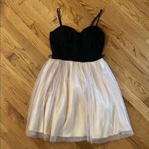 Mystic Black and White Fit and Flare Dress for Prom